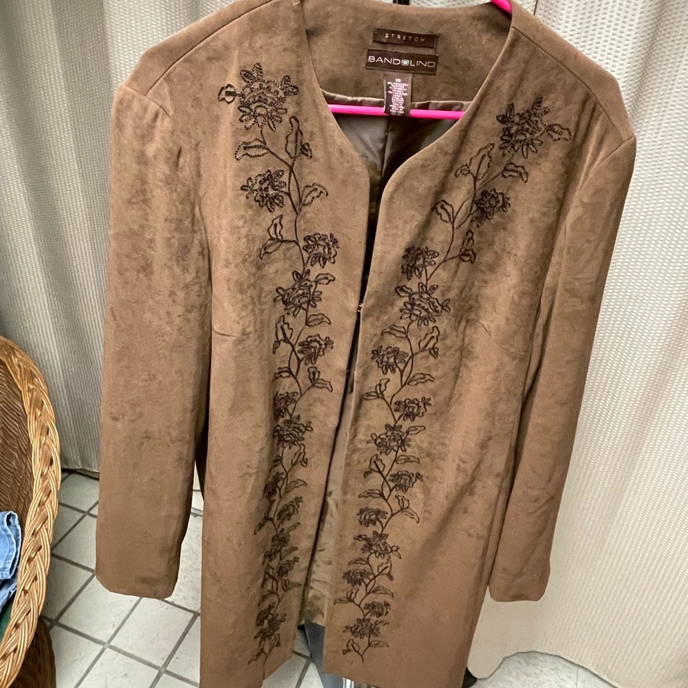 Long suede blazer type jacket brown